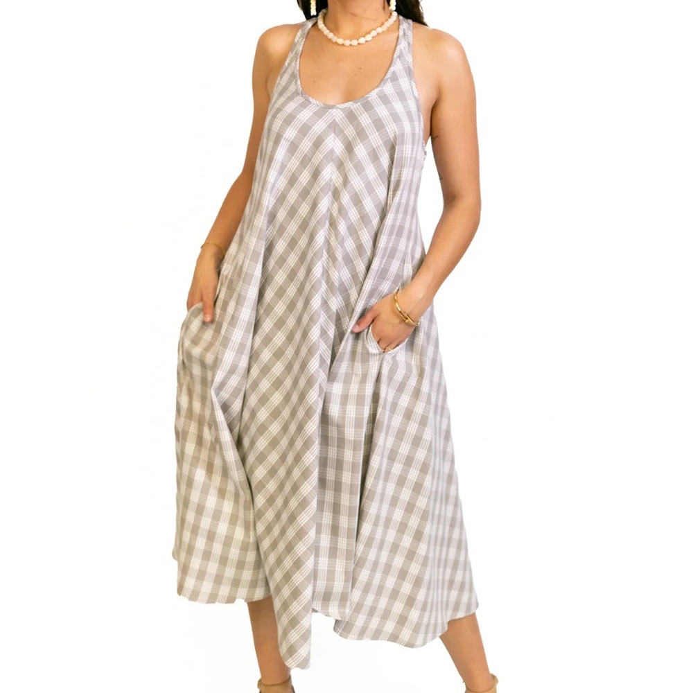 Ari South Lama Midi Grey Palaka Dress